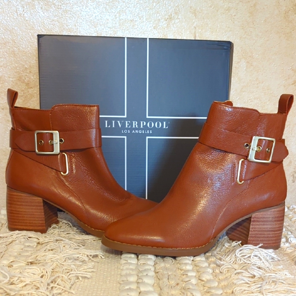 Liverpool NIB Leather Booties 9 Pecan